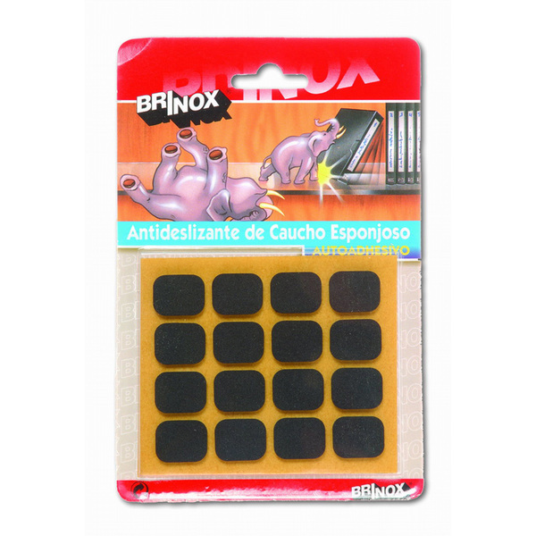 Mod. B7812-N Antideslizante de caucho. Negro. 16 x 20 mm [Blister 16 rectángulos]