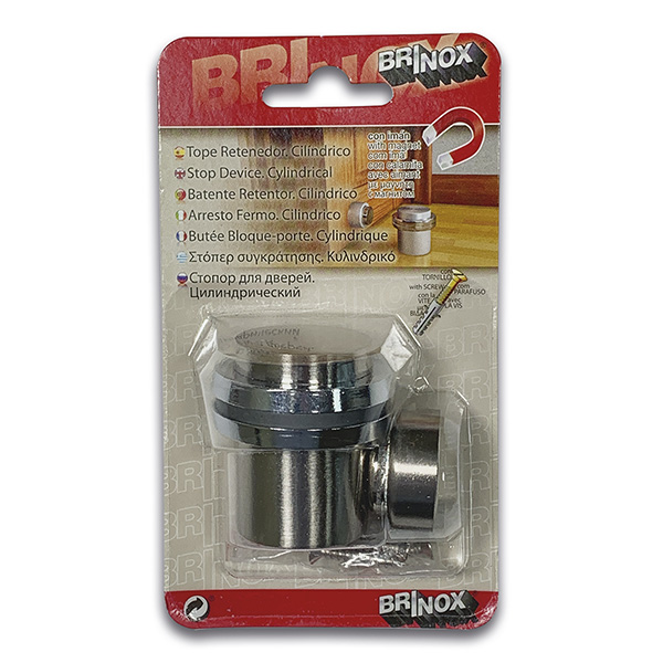 Mod. B7829-E Tope Retenedor Circular con Imán. Acero satinado [Blister 1 unidad]