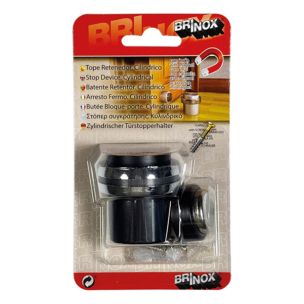 Mod. B7829-N Tope Retenedor Circular con Imán. Negro [Blister 1 unidad]