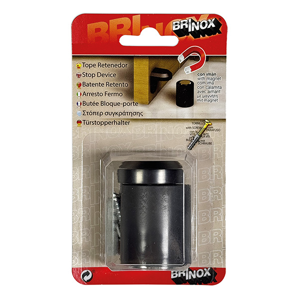 Mod. B7834-G Tope retenedor Columna con iman. Acero satinado [Blister 1 unidad]