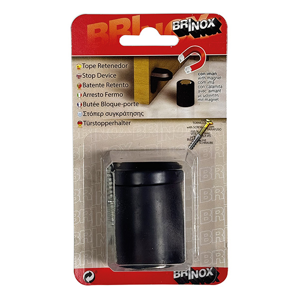 Mod. B7834-N Tope retenedor Columna con iman. Negro [Blister 1 unidad]