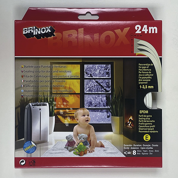 Mod. B8250-B Burlete puertas y ventanas Tipo E. Blanco. 24 m [Caja-display 1 rollo]