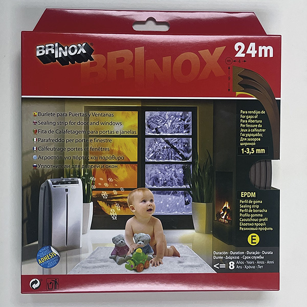 Mod. B8250-M Burlete puertas y ventanas Tipo E. Marrón. 24 m [Caja-display 1 rollo]