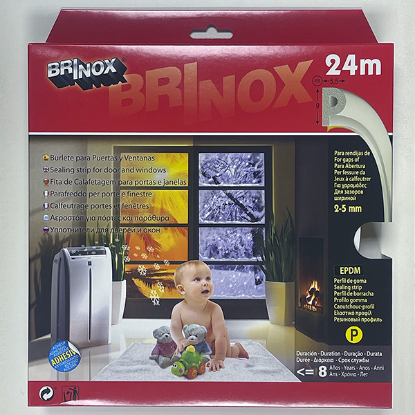 Mod. B8251-B Burlete puertas y ventanas Tipo P. Blanco. 24 m [Caja-display 1 rollo]