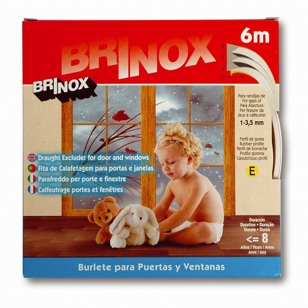 Mod. B8250-B Burlete puertas y ventanas Tipo E. Blanco. 6 m [Caja-display 1 rollo]