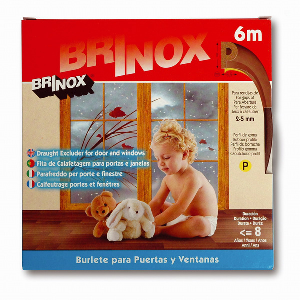 Mod. B8251-M Burlete puertas y ventanas Tipo P. Marrón. 6 m [Caja-display 1 rollo]