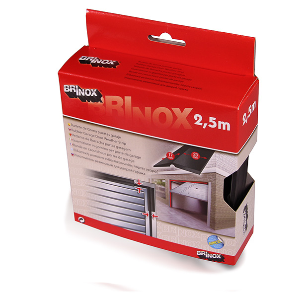 Mod. B8265-N Burlete de Goma para puertas de garaje. Negro. 2,5 m [Caja-display 1 tira]