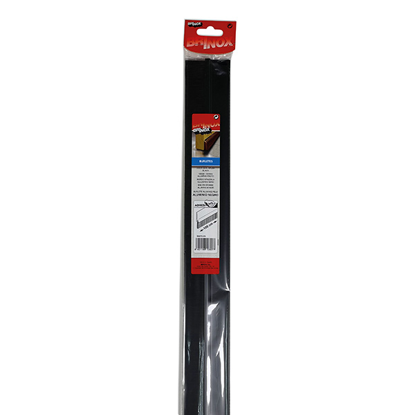 Mod. B8270-N Burlete aluminio pelo 25 mm. Negro. 100 cm [Blister 1 tira]