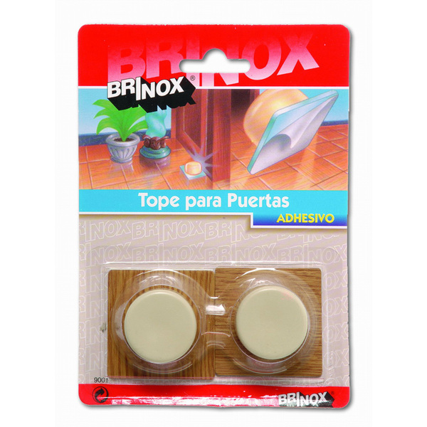 Mod. B9001-W Tope puerta adhesivo. Parquet beige. 45 x 45 x 21 mm [Blister 2 unidades]
