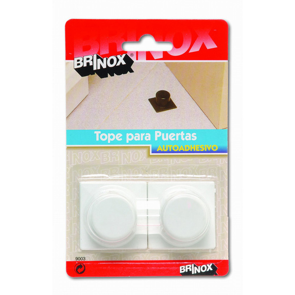 Mod. B9003-B Tope puerta plástico adhesivo. Blanco. 42 x 42 x 22 mm [Blister 2 unidades]