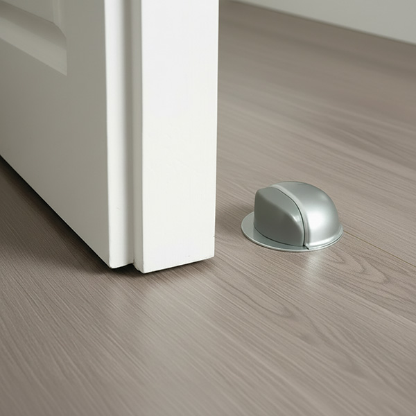 Mod. B9004-F Tope Acero para puertas adhesivo. Cromado mate. Ø 49 x 22 mm [Blister 1 unidad]