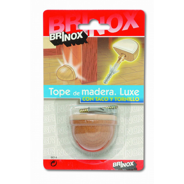 Mod. B9014-Y Tope Madera Luxe con Tornillo invisible. Roble. 48 x 37 x 25 mm [Blister 1 unidad]