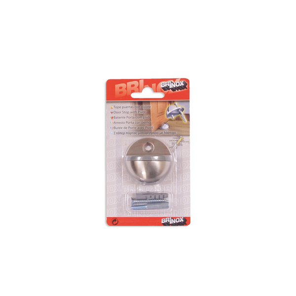 Mod. B9020-F Tope puerta con Pivote y tornillo. Inox satinado. Ø 44 x 25 mm [Blister 1 unidad]