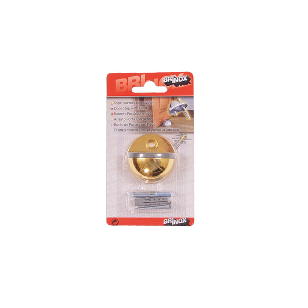 Mod. B9020-K Tope puerta con Pivote y tornillo. Oro. Ø 44 x 25 mm [Blister 1 unidad]