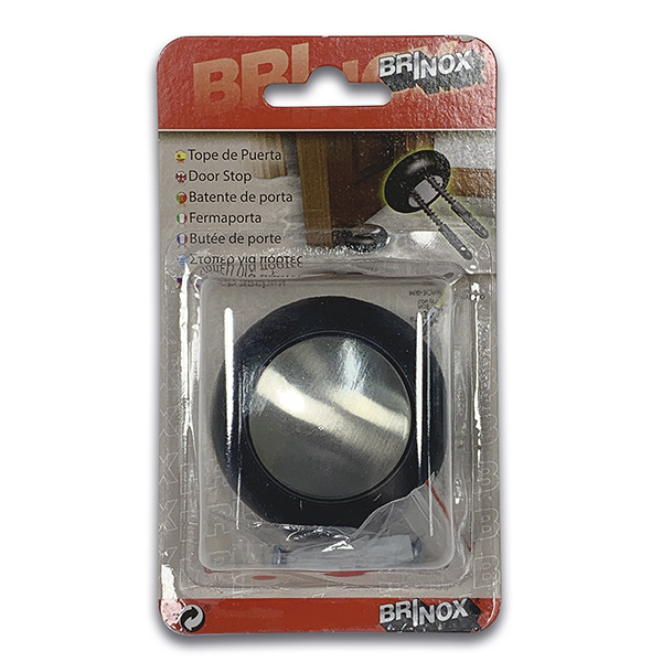 Mod. B9025-E Tope Redondo metálico Ø 5,5 cm. Acero satinado [Blister 1 unidad]