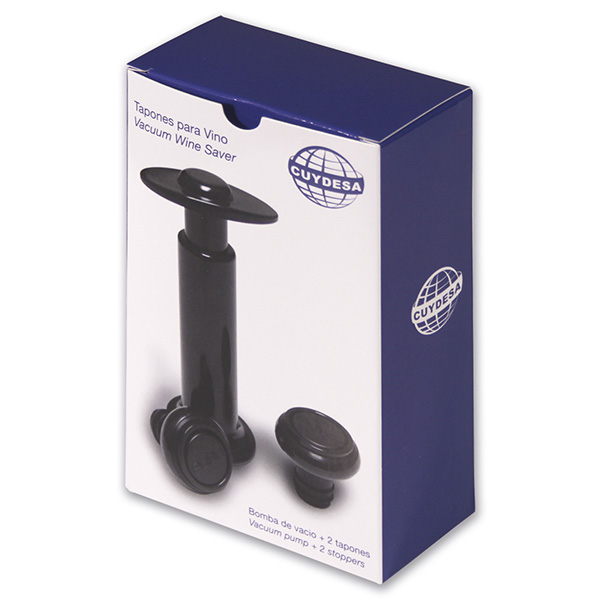 Mod. C50713 Tapón Vino. Juego 2 tapones con bomba de vacío [Caja 1 juego]