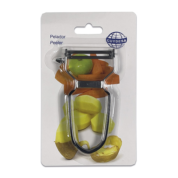 Mod. C51401 Pelador inox. Mango plastificado. 12x6 cm [Blister 1 unidad]