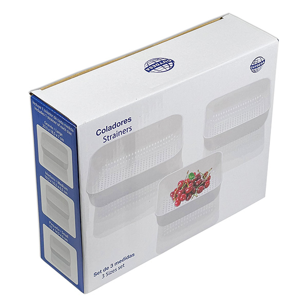 Mod. C51486 Coladores plástico. Rectangulares. Pack 3 medidas [Caja 1 pack]