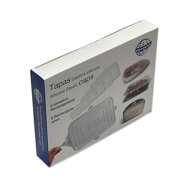 Mod. C52040 Tapas elásticas silicona rectangulares. Pack 6 medidas [Caja 1 pack]