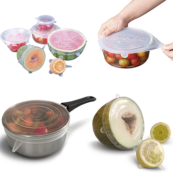 Mod. C52041 Tapas elásticas silicona redondas. Pack 6 medidas [Caja 1 pack]