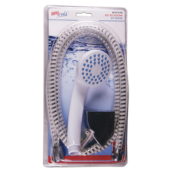 Mod. M53121B Kit Mango Ducha + Flexo + Soporte. Blanco. Ø 65 mm [Blister 1 unidad]