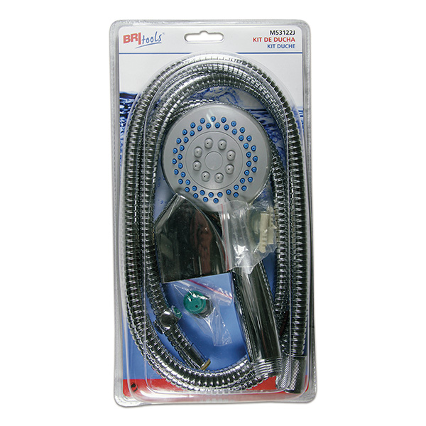 Mod. M53122J Kit Mango Ducha + Flexo + Soporte. Cromado. Ø 87 mm [Blister 1 unidad]