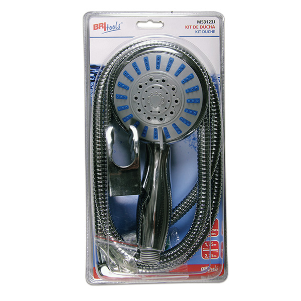 Mod. M53123J Kit Mango Ducha + Flexo + Soporte. Cromado. Ø 107 mm [Blister 1 unidad]