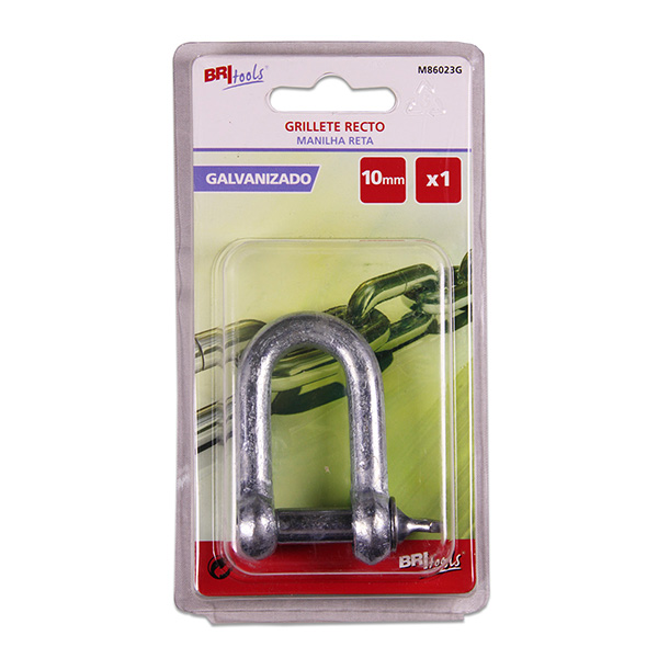 Mod. M86023G Grillete Recto. Galvanizado. 10 mm [Blister 1 unidad]