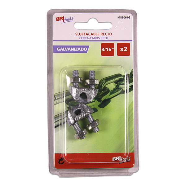 Mod. M86061G Sujetacable Recto. Galvanizado. 6/16" [Blister 2 unidades]