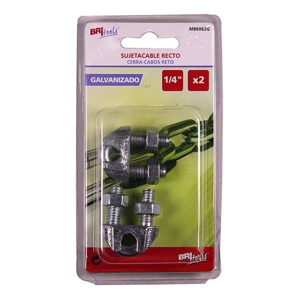 Mod. M86062G Sujetacable Recto. Galvanizado. 1/4" [Blister 2 unidades]