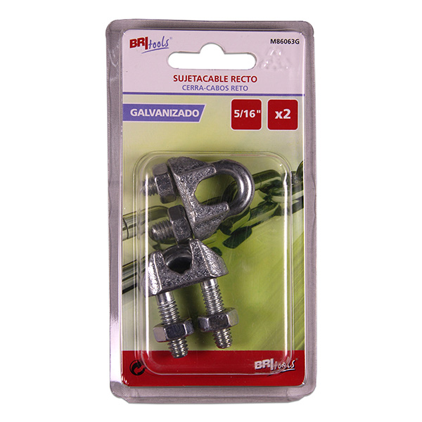 Mod. M86063G Sujetacable Recto. Galvanizado. 5/16" [Blister 2 unidades]