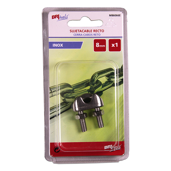 Mod. M86066E Sujetacable Recto. Acero Inoxidable. 8 mm [Blister 1 unidad]