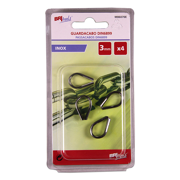 Mod. M86070E Guardacabo. Acero Inoxidable. 3 mm [Blister 4 unidades]