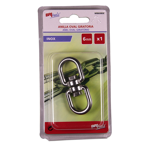 Mod. M86080E Anilla Oval Giratoria. Acero Inoxidable. 6 mm [Blister 1 unidad]