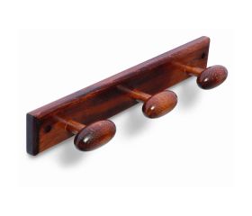 B3016-Z Perchero Madera pomo Oval. Sapeli. 380 x 55 mm. 3 pomos