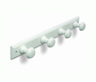 B3027-D Perchero Madera pomo Redondo. Lacado Blanco. 480 x 55 mm. 4 pomos