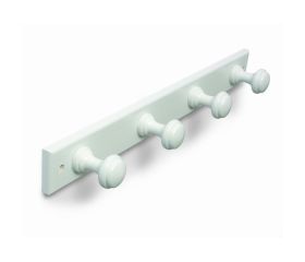 B3032-D Perchero madera Pino. Lacado Blanco. 480 x 55 mm. 4 pomos