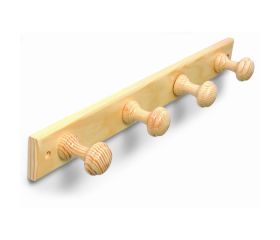 B3032-Y Perchero madera Pino. Roble. 480 x 55 mm. 4 pomos