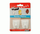 Mod. B5001-B Percha adhesiva. Plástico. Blanco. 35 x 40 mm [Blister 2 unidades]