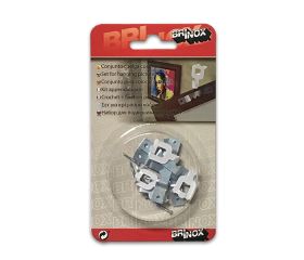 Mod. B5069-B Conjunto cuelga cuadros 4,4 cm. Blanco / Cincado [Blister 4 conjuntos]