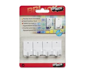 Mod. B7025-D Percha Pequeña adhesiva. Lacado Blanco. 20 x 30 mm [Blister 4 unidades]