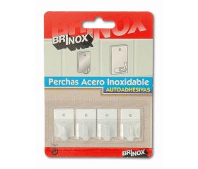 Mod. B7027-D Mini Percha adhesiva. Lacado Blanco. 17 x 26 mm [Blister 4 unidades]