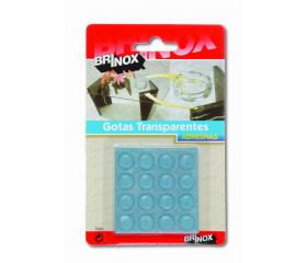 Mod. B7063-H Gotas protectoras adhesivas. Transparente. Ø 12 mm. Alto 2,5 mm [Blister 16 pastillas]