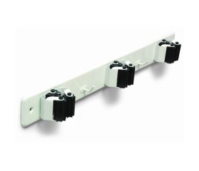 B7066-D Cuelga escobas con rodillos. Lacado Blanco. 420 x 50 mm. Triple