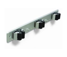 B7066-F Cuelga escobas con rodillos. Cromado mate. 420 x 50 mm. Triple