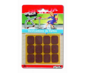 Mod. B7074-M Deslizadores Fieltro. Marrón. 20 x 23 mm [Blister 12 rectángulos]