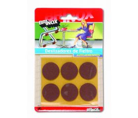 Mod. B7075-M Deslizadores Fieltro. Marrón. Ø 30 mm [Blister 6 discos]