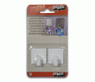Mod. B7206-D Percha Cuadrada Mediana. Inox. Adhesiva. Lacado blanco [Blister 2 unidades]