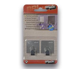Mod. B7206-E Percha Cuadrada Mediana. Inox. Adhesiva. Inox [Blister 2 unidades]