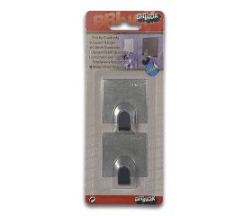Mod. B7207-E Percha Cuadrada Grande. Inox. Adhesiva. Inox [Blister 2 unidades]